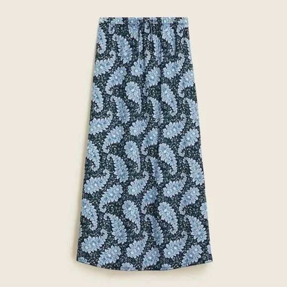 J. Crew Collection Straight & Pencil Skirt Women's Medium Blue Sequins Paisley - Picture 2 of 9